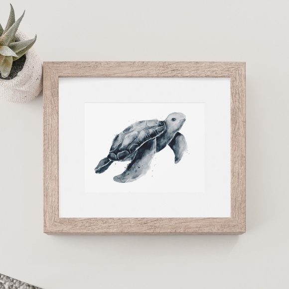 Watercolor Wall Art Marine Turtle Portrait Print Poster Unframed - Picture 3 of 9
